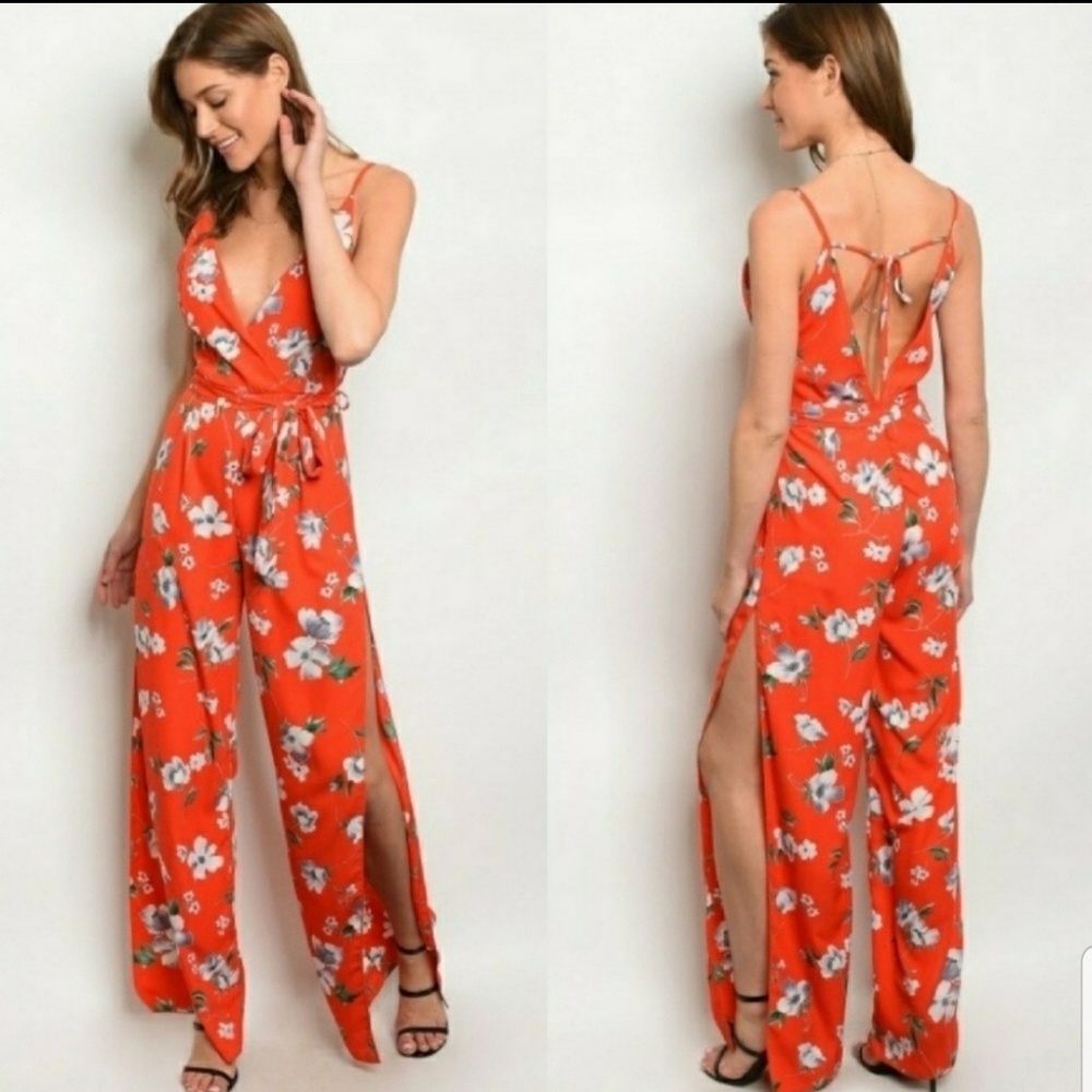 NEW Stunning Slit Leg Floral Jumpsuit